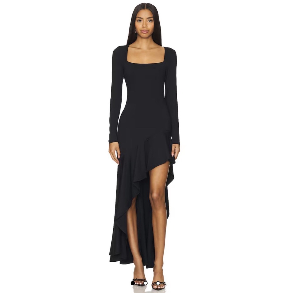 SUSANA MONACO Slimming Bodycon High Low Dress Size Small NWT Black Square Neck - Picture 1 of 12